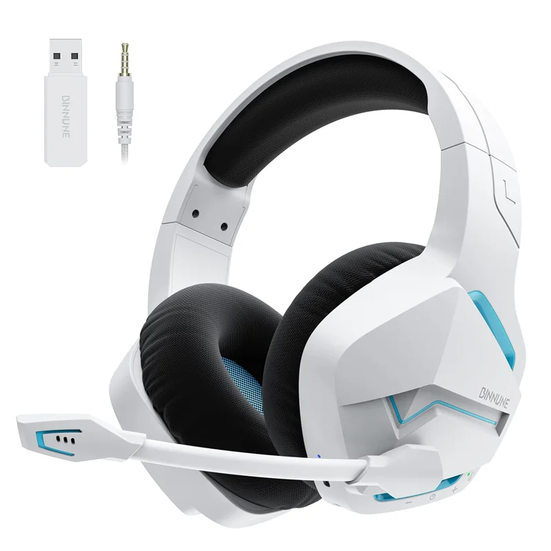 BINNUNE – casque de jeu sans fil 2.4GHz, Bluetooth 5.3, avec micro antibruit, multiplateforme pour PS5/PS4/Switch
