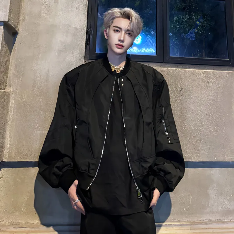 

Cleanfit American Sle Pilot Jaet ort Baseball irt Men's Faionable Loose Fit Youthful Trendy Outerwear Coat