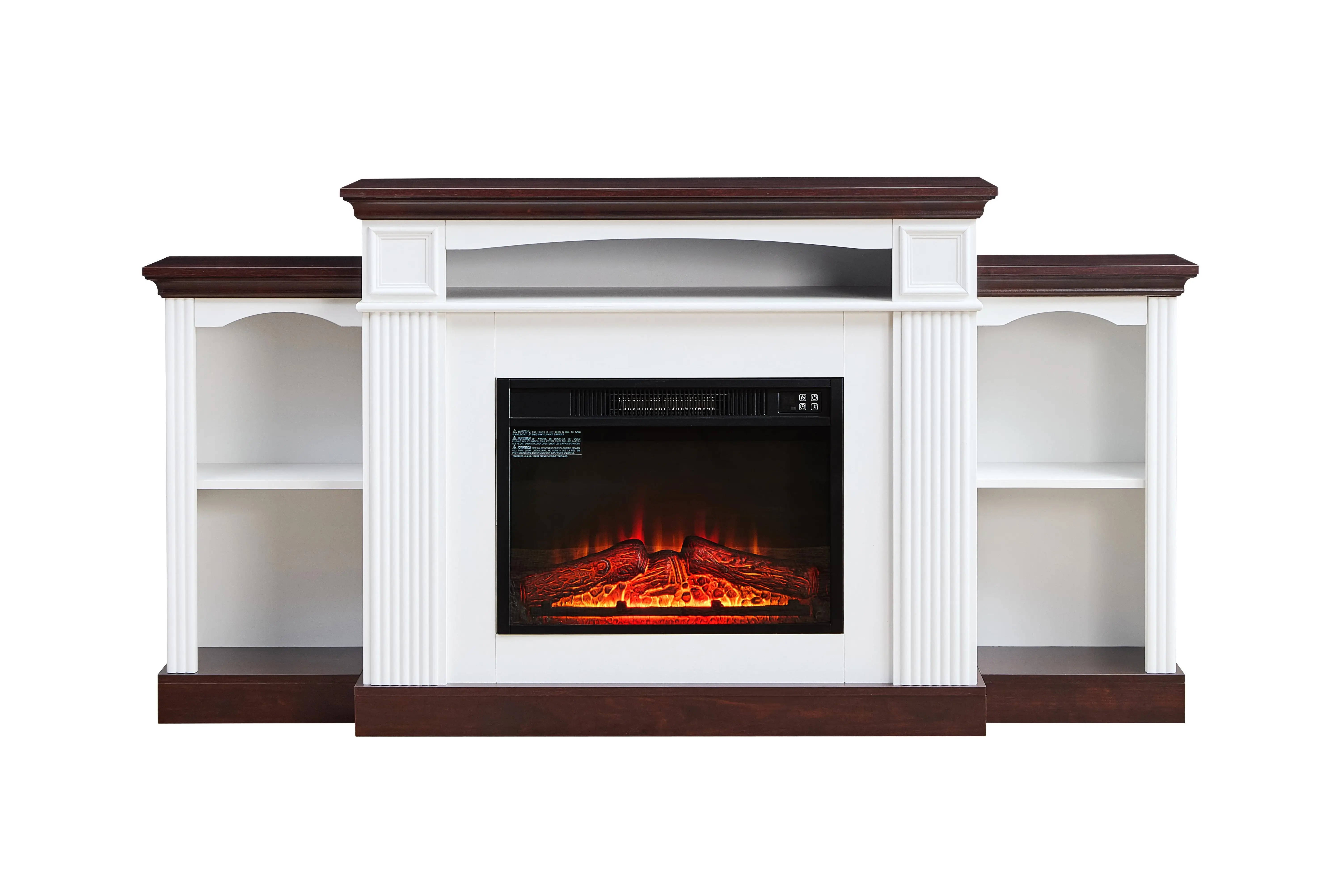 for 70 Inch TV Stand with Electric Fireplace & Mantel, 23 Inch Heater for Living Room, Remote Control Included