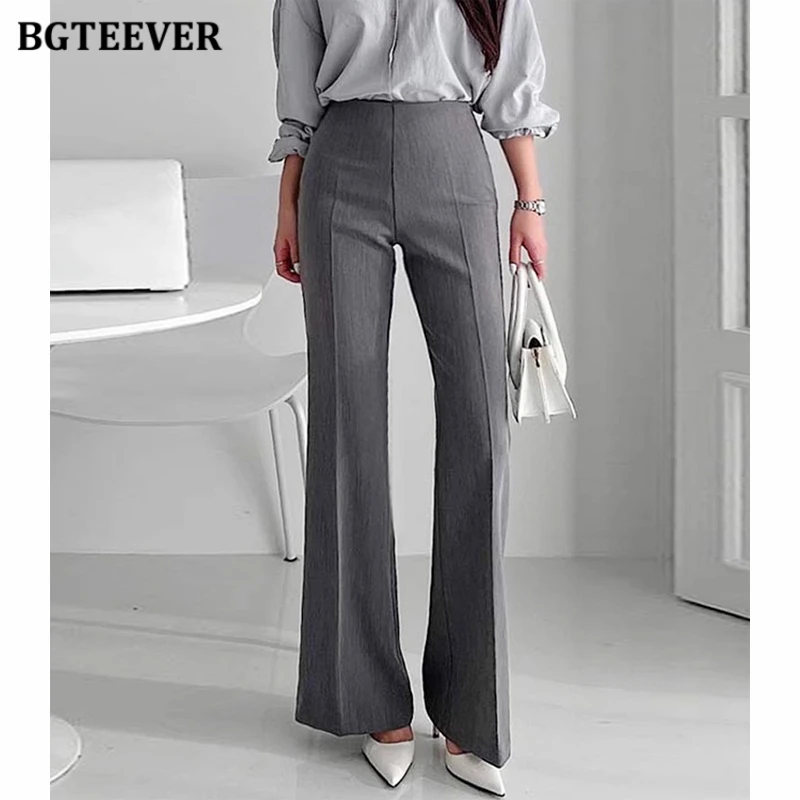 BGTEEVER Autumn High Waist Women Trousers Elegant Loose Floor-Length Ladies Suit Pants