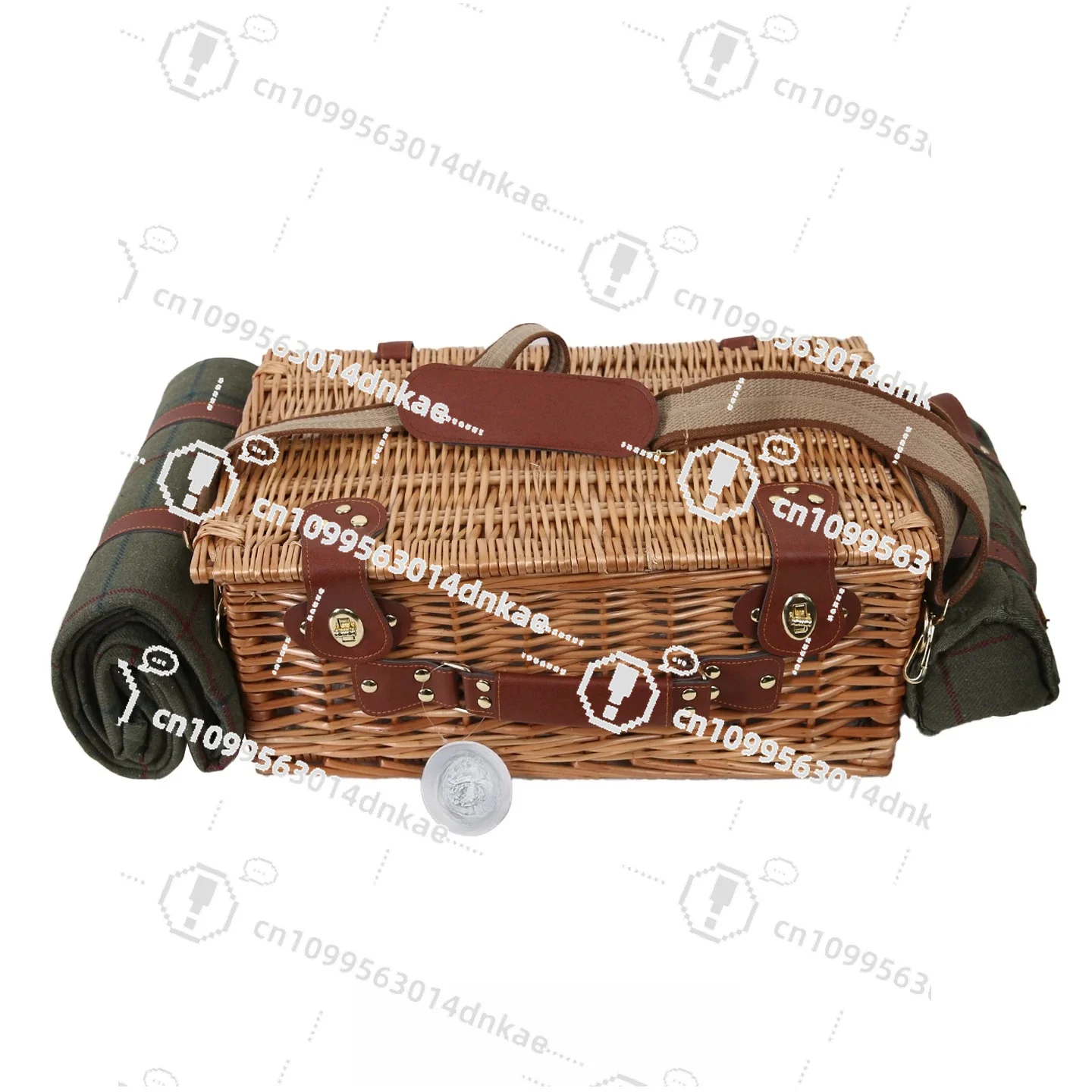 Picnic Basket with Thermal Insulation Aluminum Foil, Including Tableware Placemats, Retro Wicker Camping Picnic Storage Box