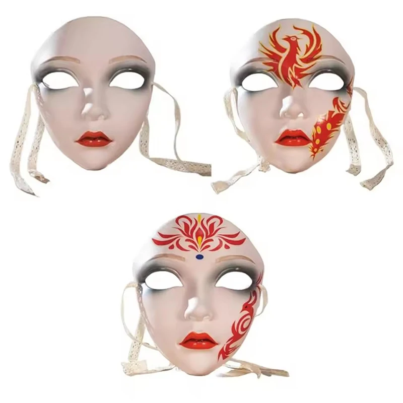 

Beautiful Full Face Woman Mask Antique Chinese Style DIY Hand Painted Decoration For Costume Party Accessories Costume