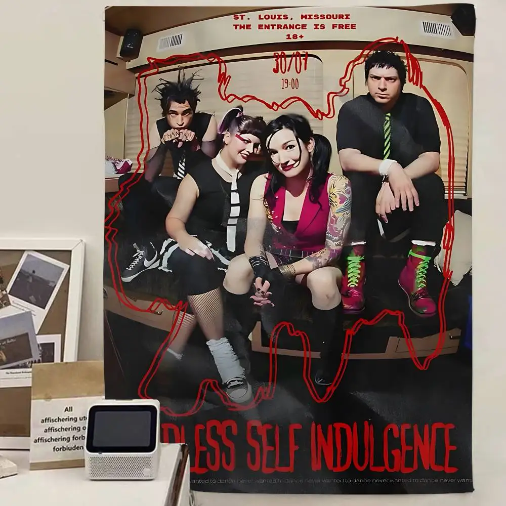 Industrial Band Mindless Self Indulgence Anime Tapestry Hippie Flower Wall Carpets Dorm Decor Wall Hanging Home Decor