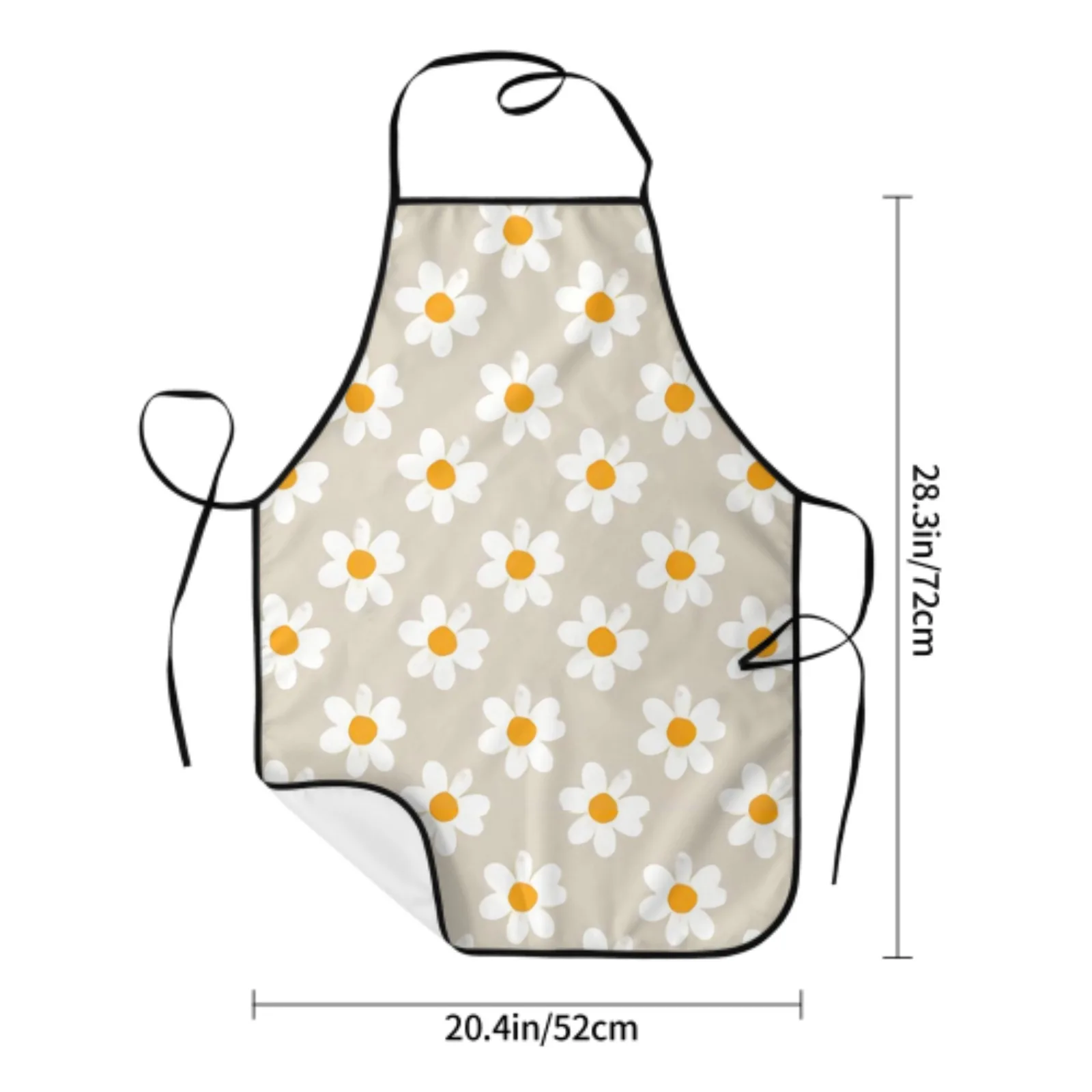 Summer Flowers Polyester locking hem Apron Home Cooking Baking Kitchen Cute Daisy Apron