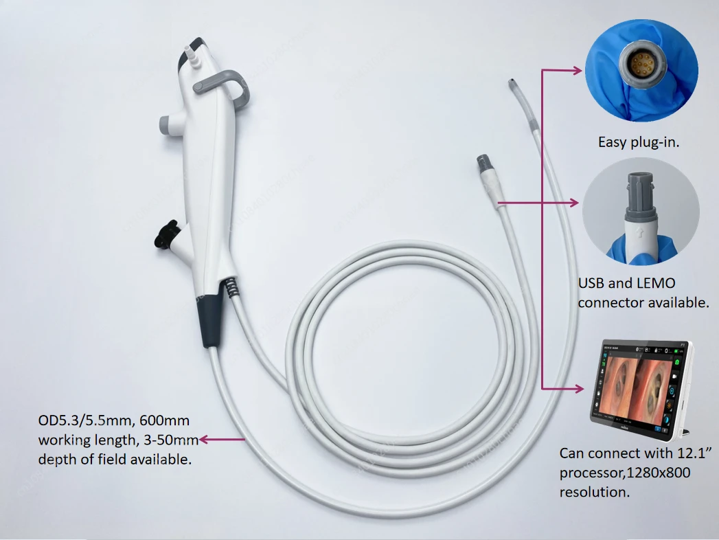 

Endoscope 2.2 2.4 2.8mm Flexible Disposable Bronchoscope for Nasal and Pharyngeal Sinus Surgery