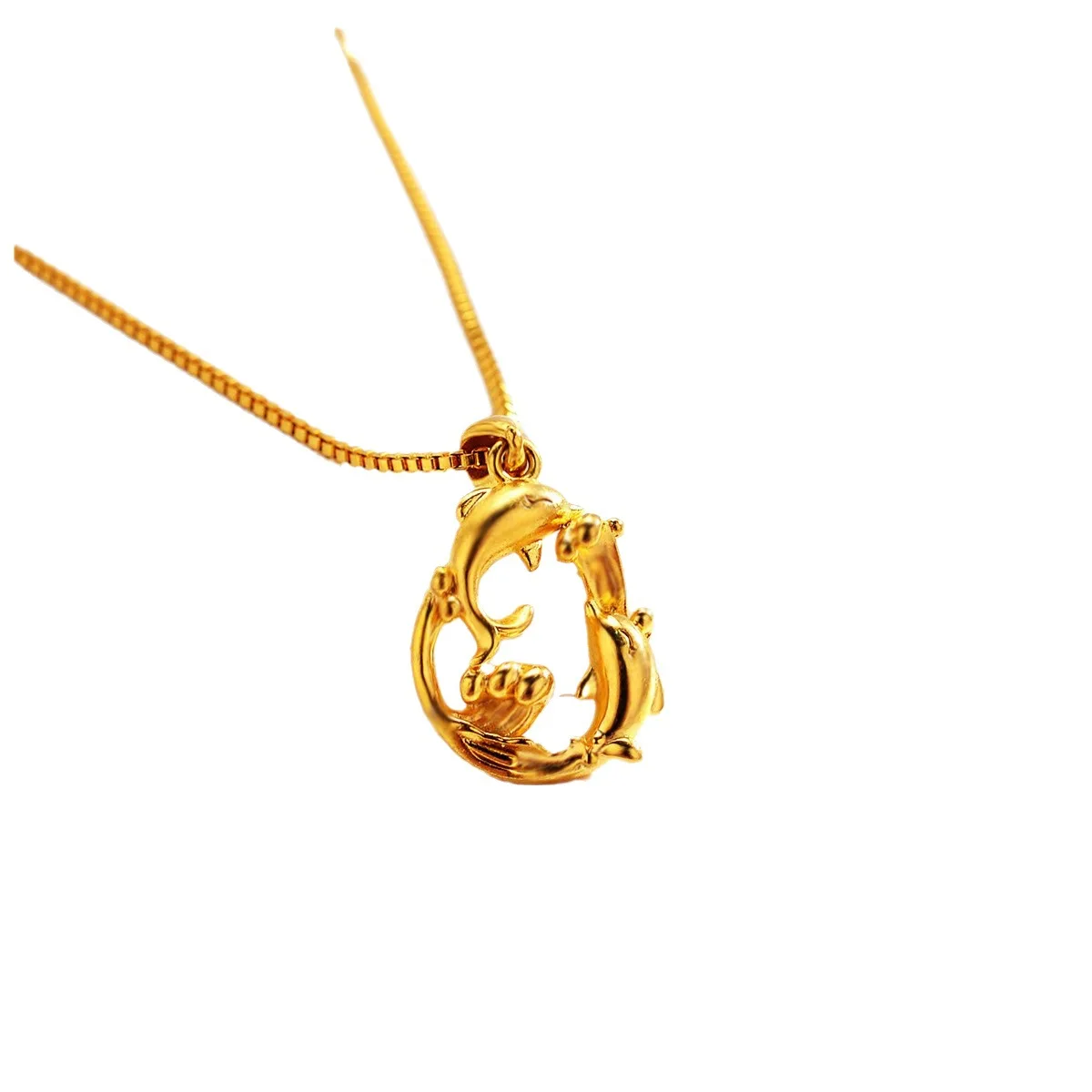 Boutique AU999 gold necklace pendant female clavicle chain fashion new style pig love pendant 24K pure gold jewelry