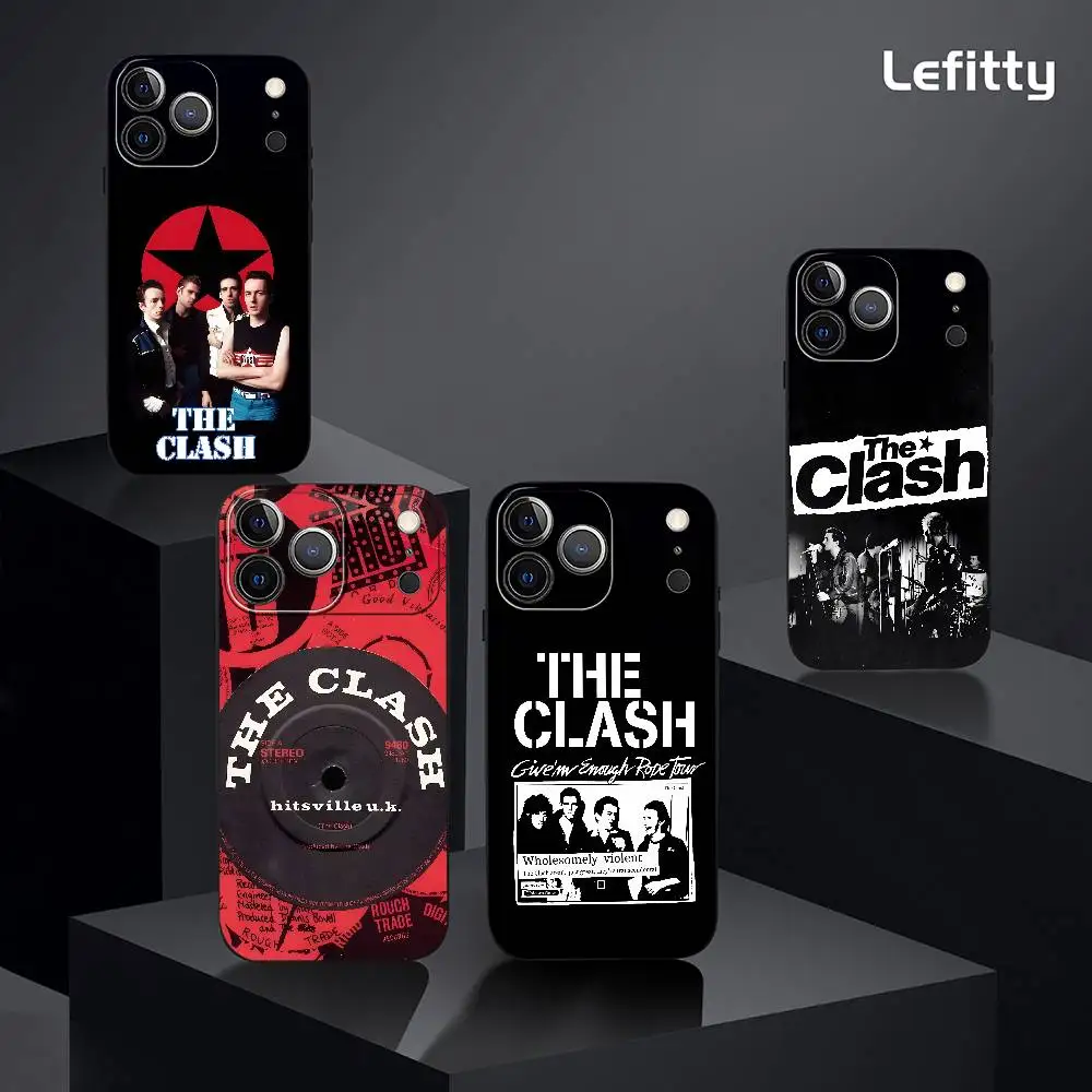 حافظة هاتف Rock Band The C-Clash لهاتف آيفون 17 16 15 14 13 12 11 Pro Max Plus Mini Black Frosted Soft Shell Funda