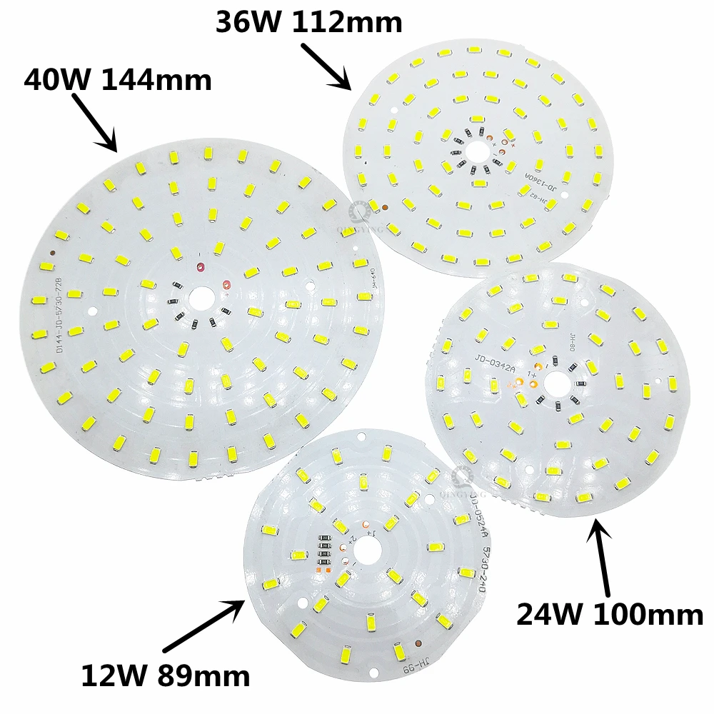 10pcs 5V Light Board 3W 5W 7W 9W 12W 24W 36W 40W 50W 60W White Color 46mm-186mm LED Lamp Panel For Spotlight Ceiling Light