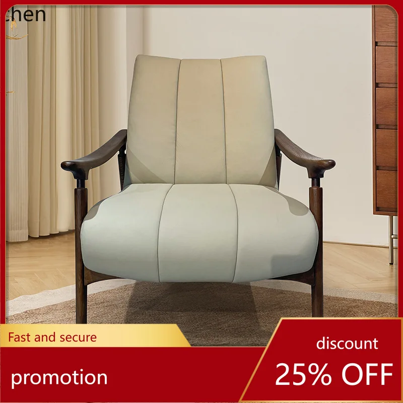 ZML Simple Single Sofa Chair Minimalist Sofa Single Chair Living Room Minimalist All Solid Wood Leisure Sofa Chair