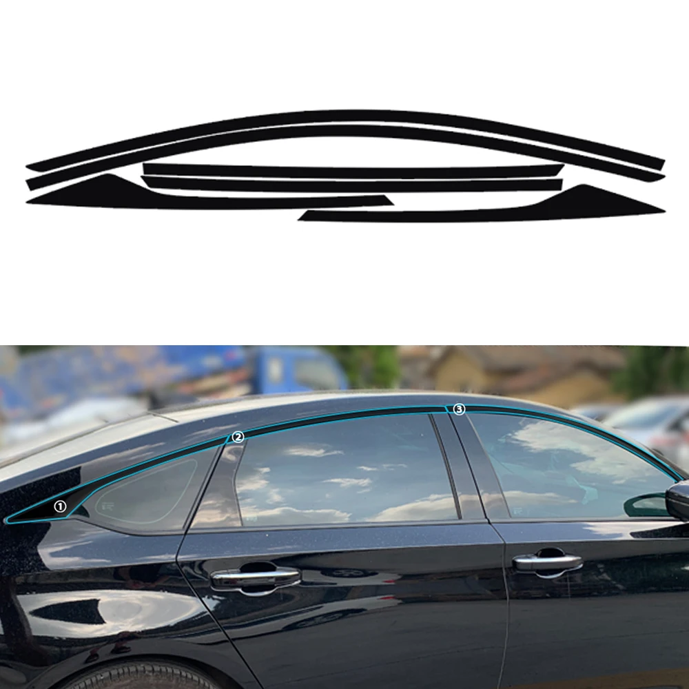 5pcs Car Front Grille Chrome Delete Blackout Overlay Vinyl Window Trim Sticker Decals For Honda Accord 2021-2022 Accessories