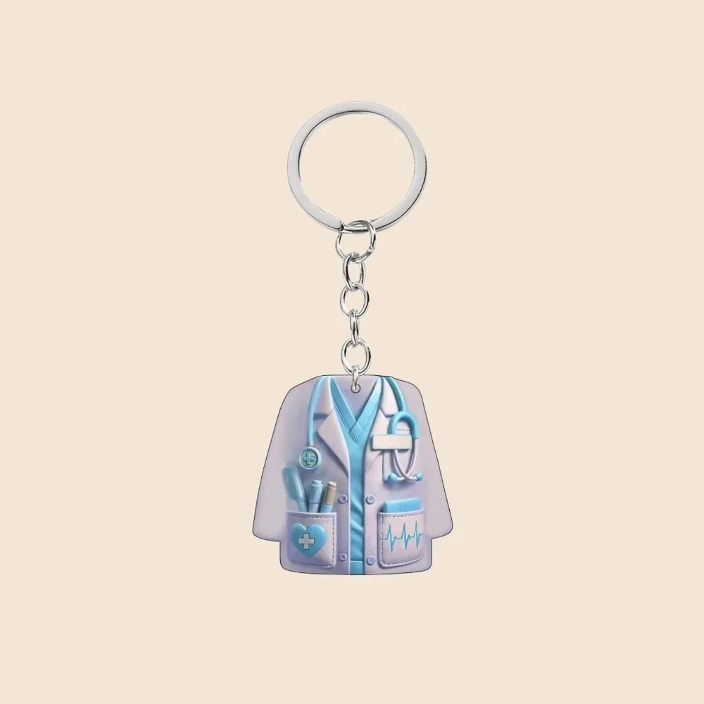 Personalized 2D Flat Nurse Uniform Keychain Acrylic Nurse Uniform Design Keychain Backpack Decoration Student Gift
