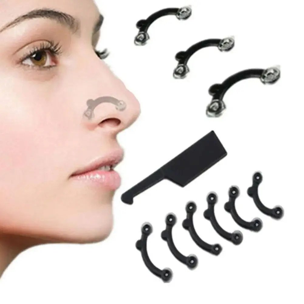 6PCS/Kit 3 Sizes In 1 Beauty Nose Up Lifting Bridge Shaping Clip Nose Reshaper Massage Tool No Pain Face Corrector Tool Kit