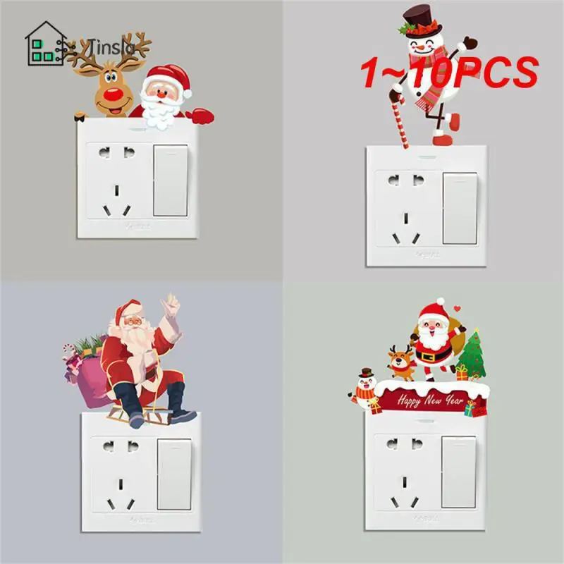 1~10PCS Receptacle Decorative Sticker Whimsical Christmas Creative Of The Festival Santa Claus