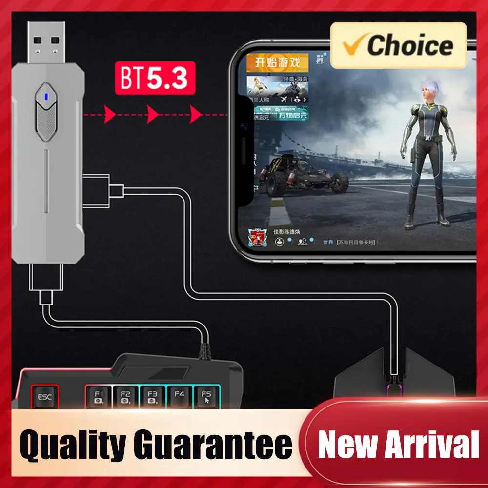 

5 in 1 Mouse Keyboard Adapter Converter Bluetooth-Compatible 5.3 for PUBG Wired Gaming Mouse Converter for Gamer Accessories