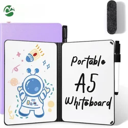 Mini Quadro Portátil de Apagar Seco, Dupla Face, Quadros Dobráveis com Caneta, A5 Quadro Branco para Reunião de Estudo e Doodling