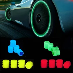 4/8/12/20pcs Luminous Car Tire Valve Caps Fluorescent Motorcycle Bicycle Wheel Tyre Hub Night Glowing Cap Tire Valve Cover Decor