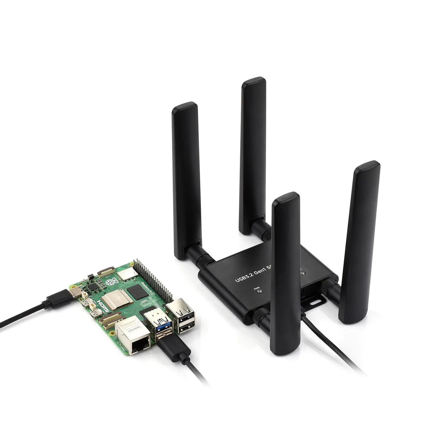 Waveshare 5G Dongle Expansion Board 5G Module Adapter with Four Antennas USB3.2 Interface Multi-OS Compatible