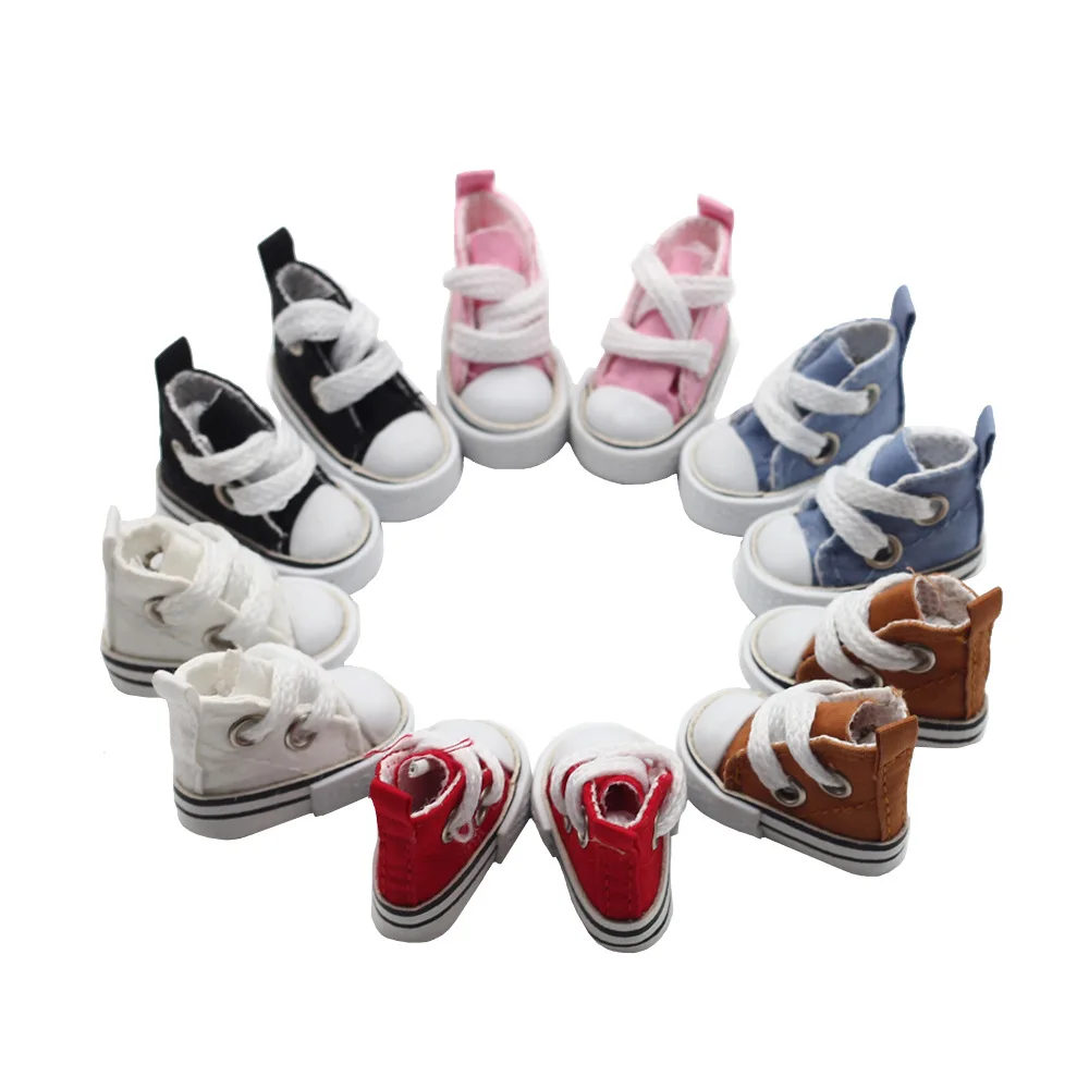 Fashion Dolls Shoes 1/8 BJD Doll Mini Shoes Girls Toys Accessories Blythe Doll 3.5cm Casual Canvas Shoes