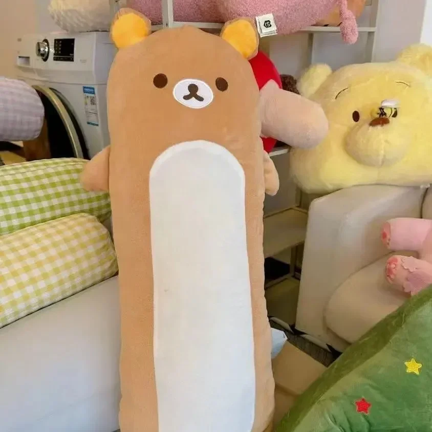 Rilakkuma Long Body Hugging Pillow - Soft Fluffy Cylindrical Brown Bear Bolster Plush Cushion for Bedroom Sofa Decor Gift - view 5
