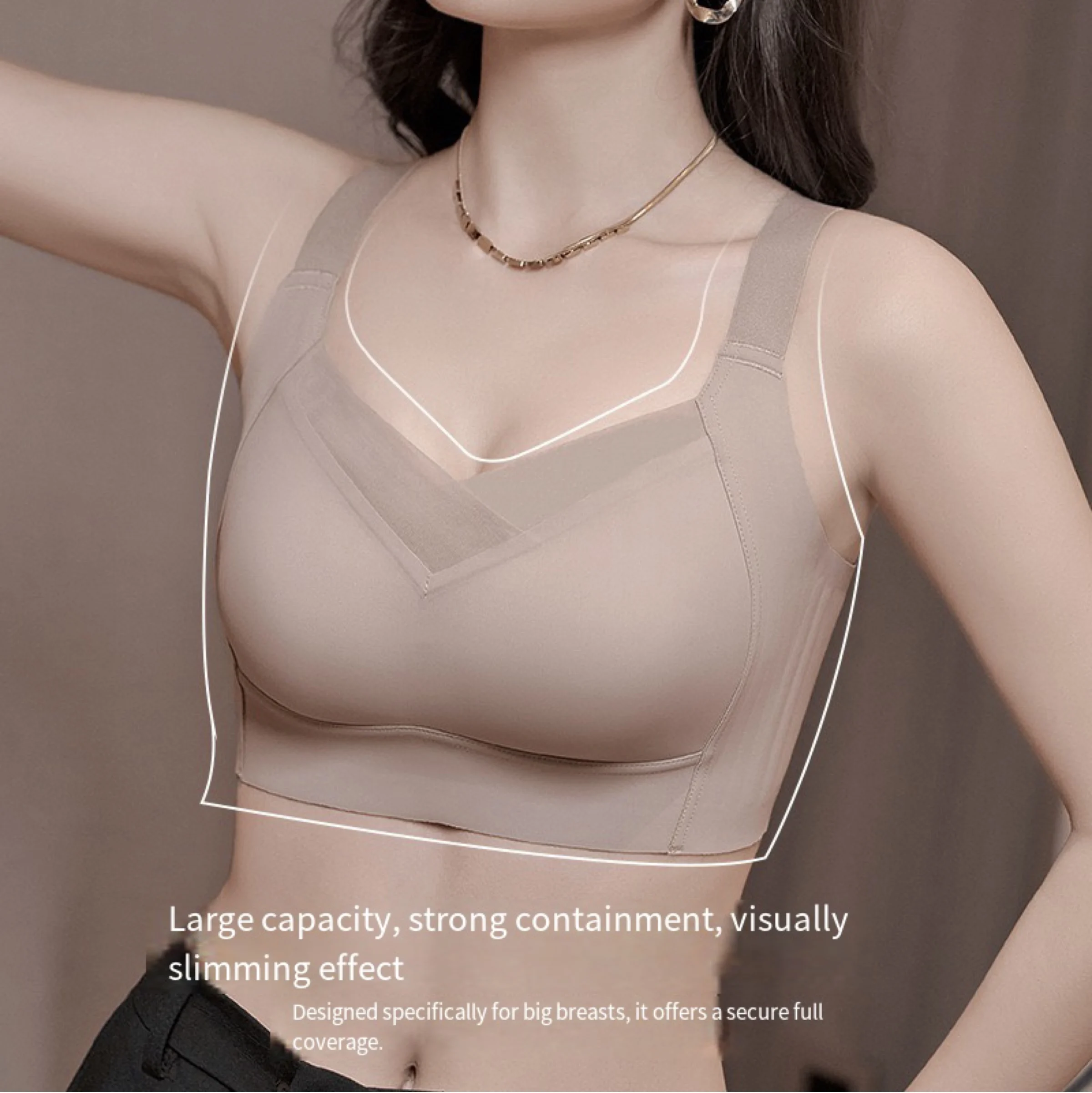 

Big breasts, small silk cups, underwireless comfort adjustment underwear, thin breathable bras, sports breast bras