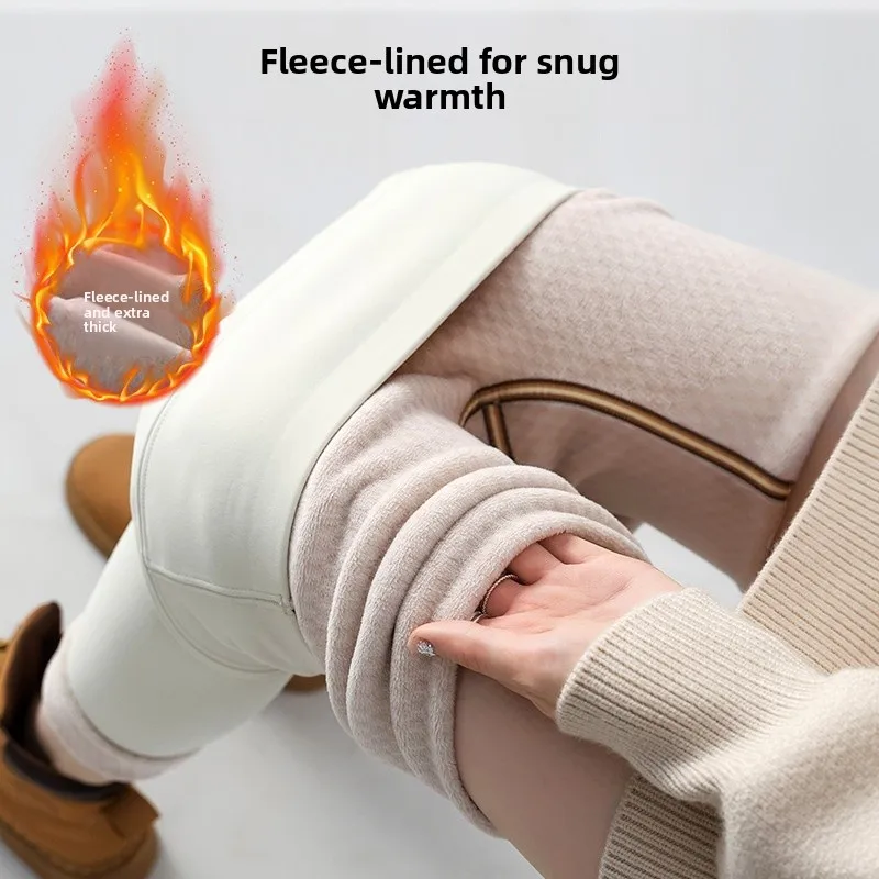 Thiened Fce Calças de Yoga femininas outono inverno cintura alta nove pontos arca calças de pele emagrecimento bunda levantamento outerwear