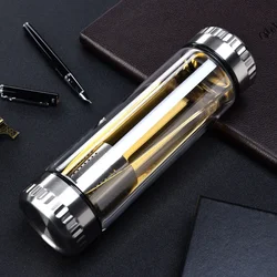 280/350/500ML Glass Water Bottle Stainless Steel Tea Infuser Filter Double Wall Lid Thick Bottom Drinking Office Home Cup Gift