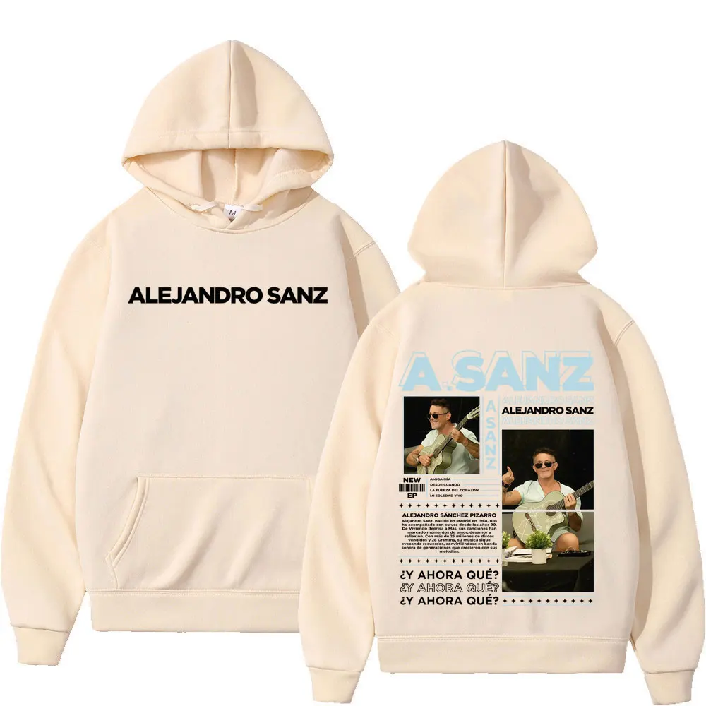 المغني أليخاندرو سانز جولة 2025 موضة الرسومات هوديي الرجال النساء القوطية الشرير البلوز بأكمام طويلة الصوف هوديس فضفاض غير رسمي