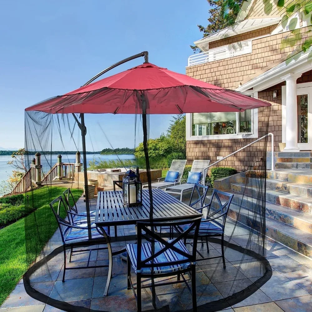 

Outdoor Garden Parasol Net Cover - Insect-Proof Mosquito Net for Tables & Umbrellas (Black)