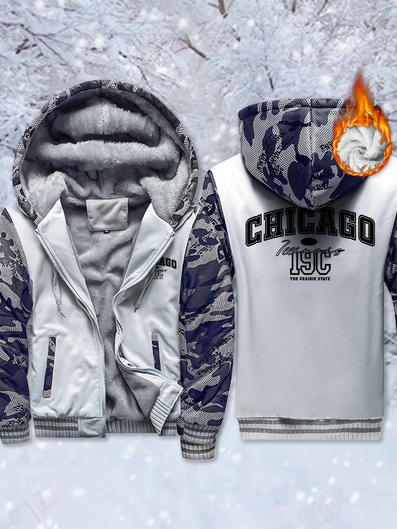 

Чикаго с буквенным рисунком, базовые зимние куртки, мужские флисовые жилеты на молнии, утепленная теплая толстовка с капюшоном, удобная мягкая уличная одежда