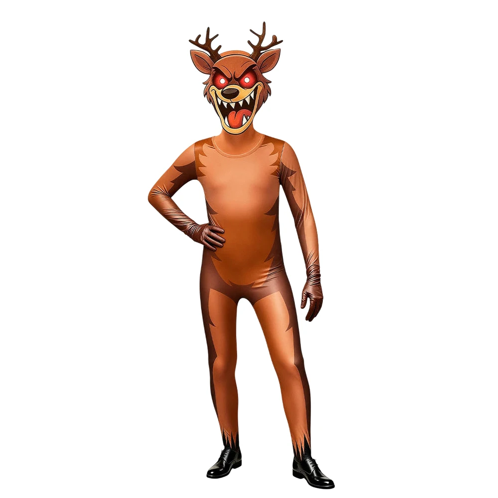 99 Noców w Lesie Kostium Cosplay Jelenia dla Dzieci Strój Zwierzęcy Jelenia Kombinezon Cosplay na Imprezę Halloween dla Dorosłych i Dzieci