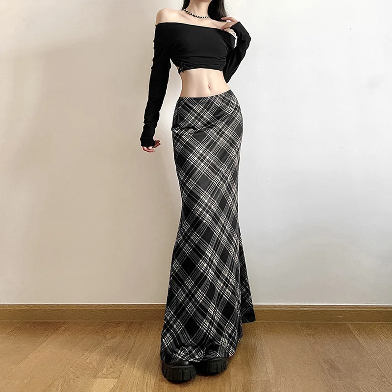 High Waist Fi Tail Skirt Women's Slim Fit Pure Color Faionable Autumn 2023 Street Sle Polyester Long Skirt