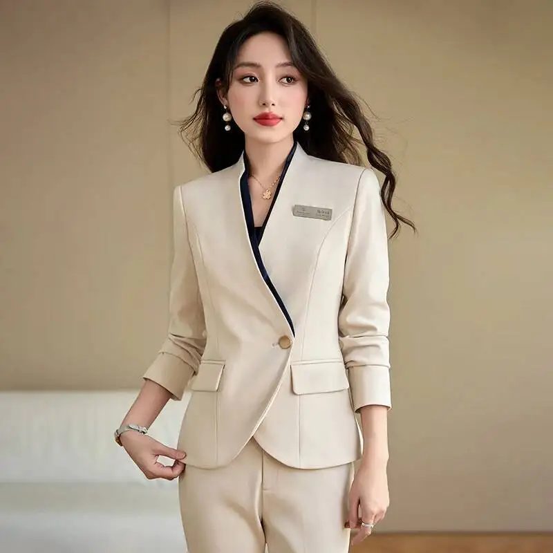 

Formal Elegant Pantsuits for Women Autumn Winter Business Work Wear Female Blazers Professional Career Outfits Trousers Set