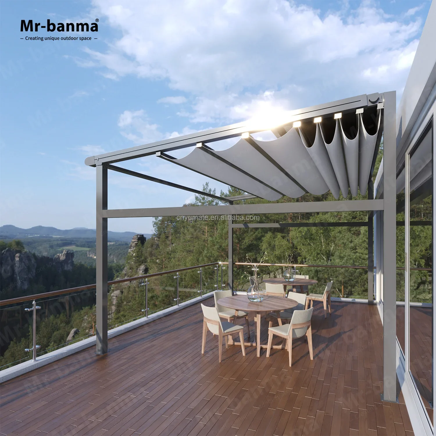 New Arrival Electric Adjustable Retractable Pvc Roof Pergola Roof Awning Pvc