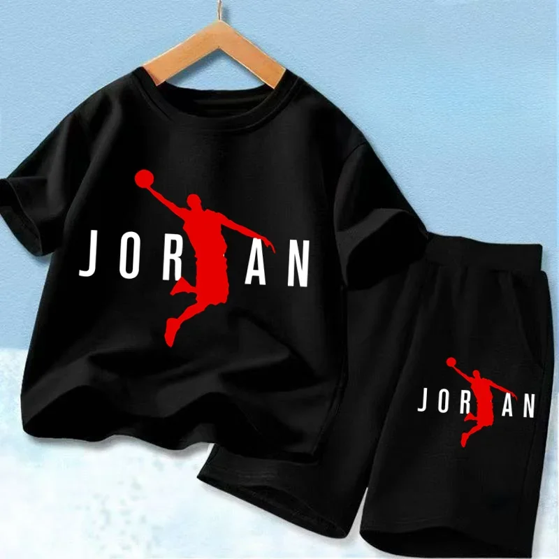 Children's Casual Fashion Sports Set - Short-Sleeved T-shirt And Shorts with Letters Print for Boys And Girls Ages