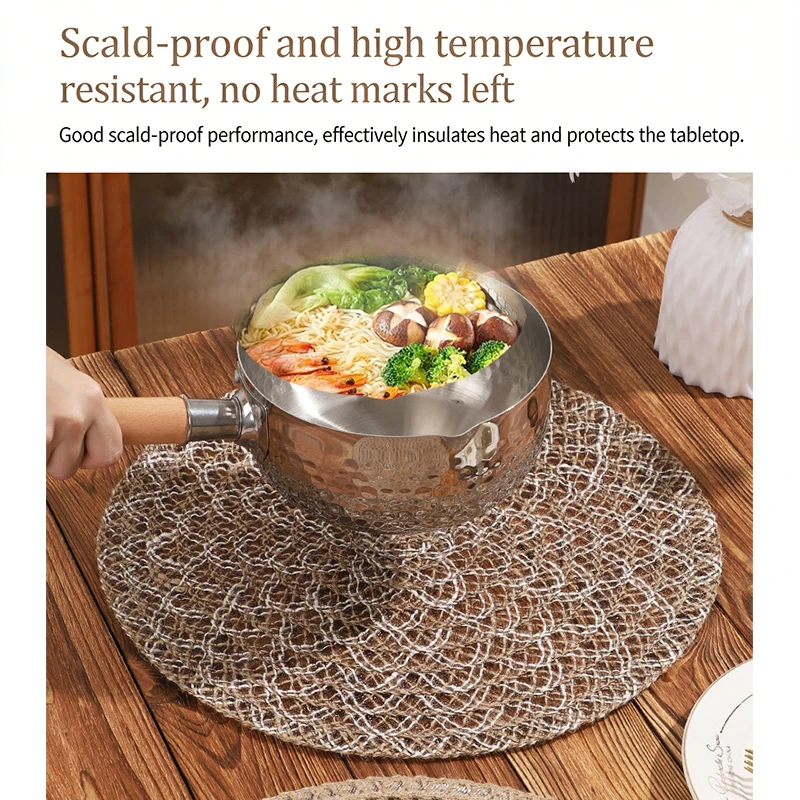 Hand-Woven Jute Round Placemats 15 Inch Heat-Resistant Non-Slip Table Mats For Farmhouse Boho Dining Decor