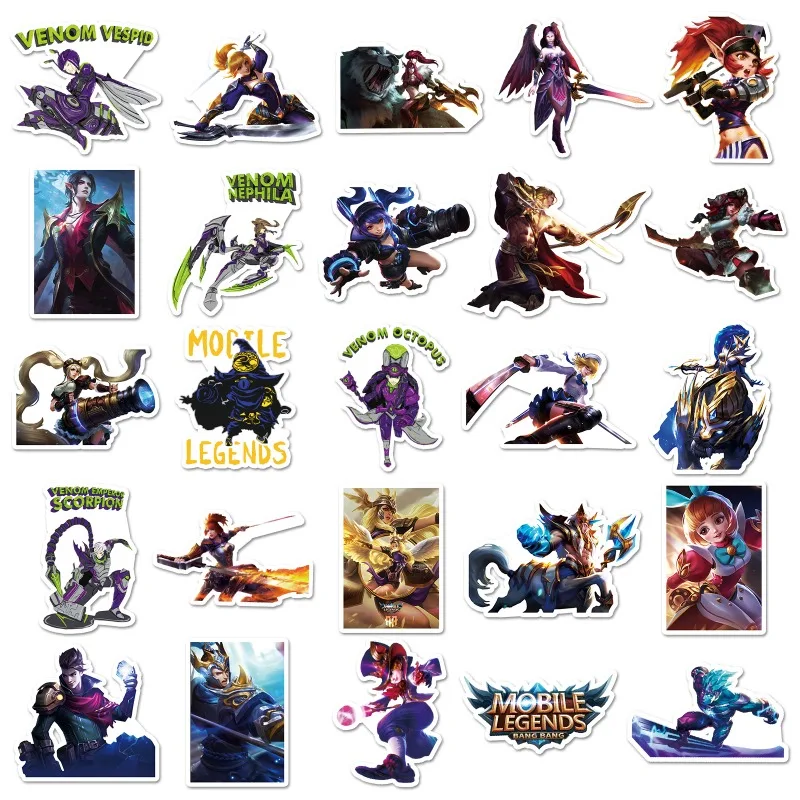 50pcs ‌ Mobile Legends: Bang Bang Game Sticker Luggage Water Cup Stationery Mobile Phone Scooter Car Laptop Decoration Sticker