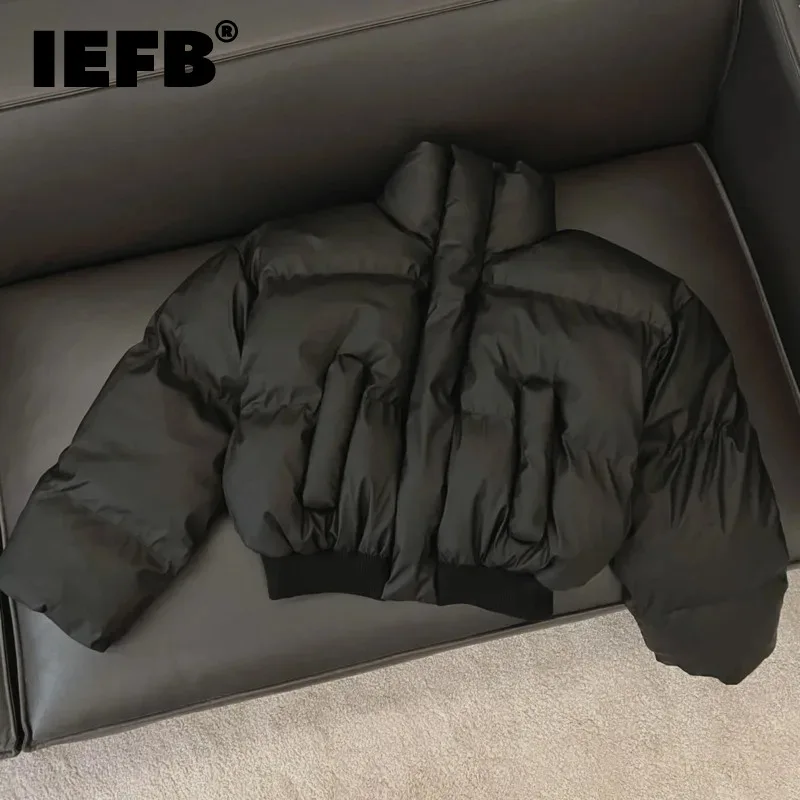 IEFB, chaquetas con almohadilla para hombre, invierno, nueva ropa elegante de algodón a rayas para hombre, diseño Nich, cuello levantado holgado con