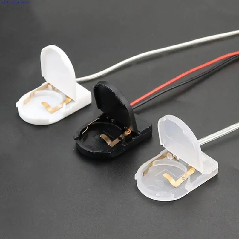 New 5PCS Single Slot CR2032 CR 2032 Button Coin Cell Battery Holder Case Cover With ON-OFF Switch Leads Wire 3V Battery Box image 4