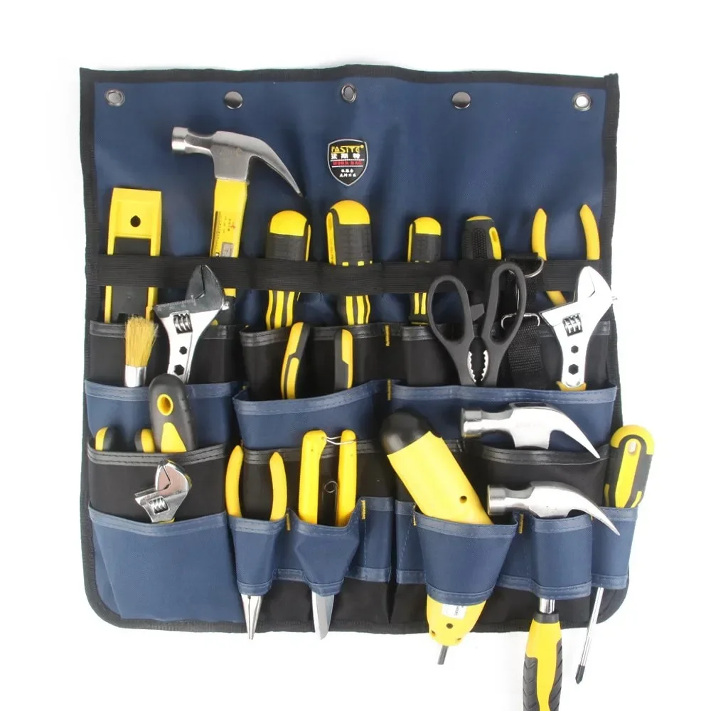 

Tool Bag Small Wall Hanging Tool Kit Multifunctional Tool Hanging Roll Bag Canvas Electrician Car Repair Kit Organizer Tools