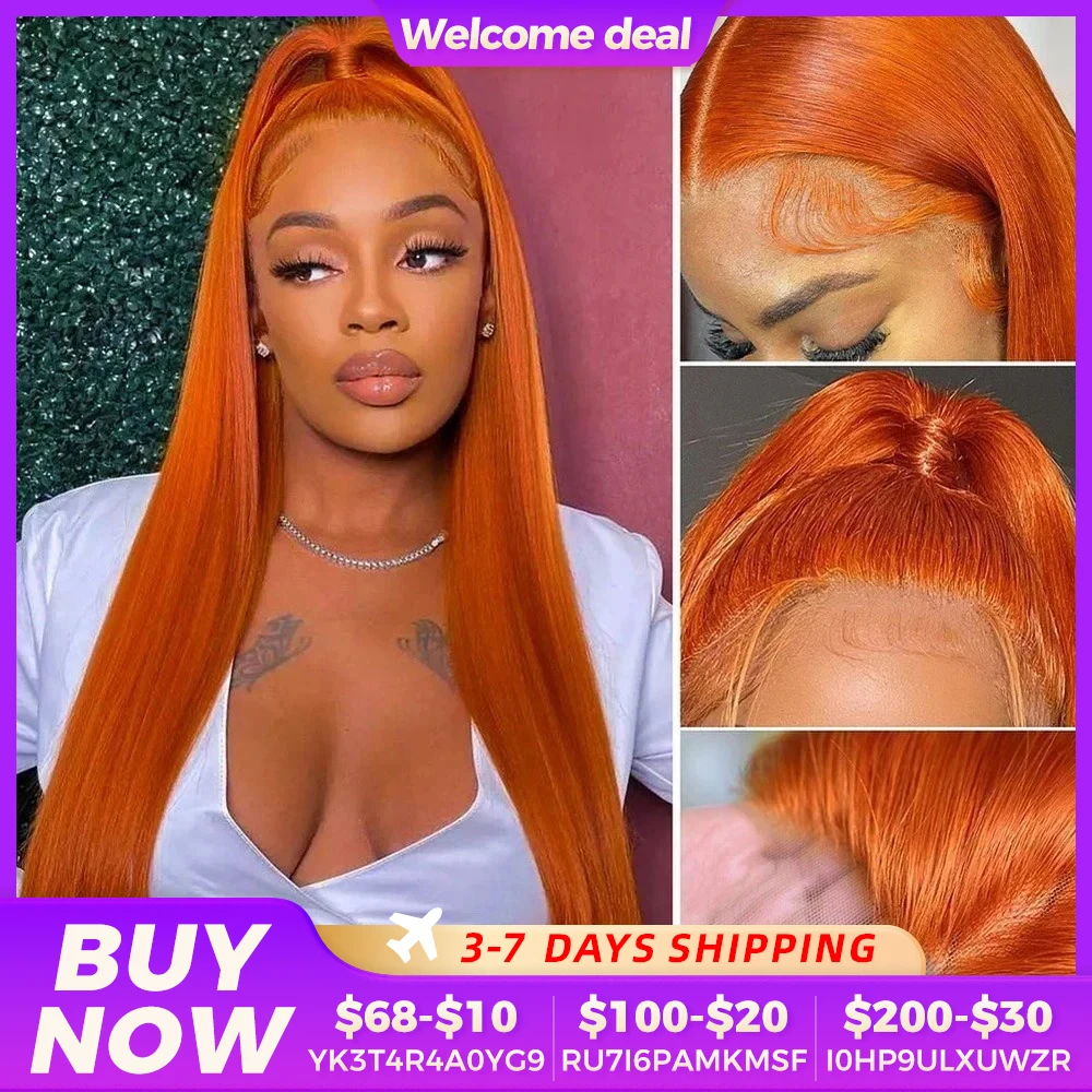 Orange Ginger Wig 13x6 Lace Frontal Human Hair Wigs 13x4 Bone Straight Lace Front Wig 4x4 Wig Brazilian Colored Wig