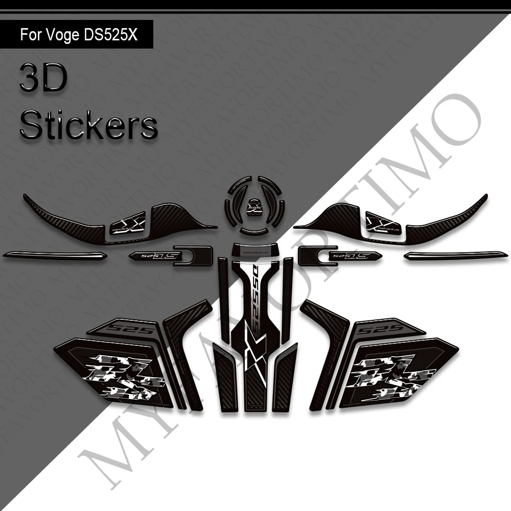 3D Resin For Voge DS525X DSX525 DS 525X Motorcycle 525DSX Fuel Tank Pad Stickers Handguard Decals Tank Cap Anti Slip Decorative