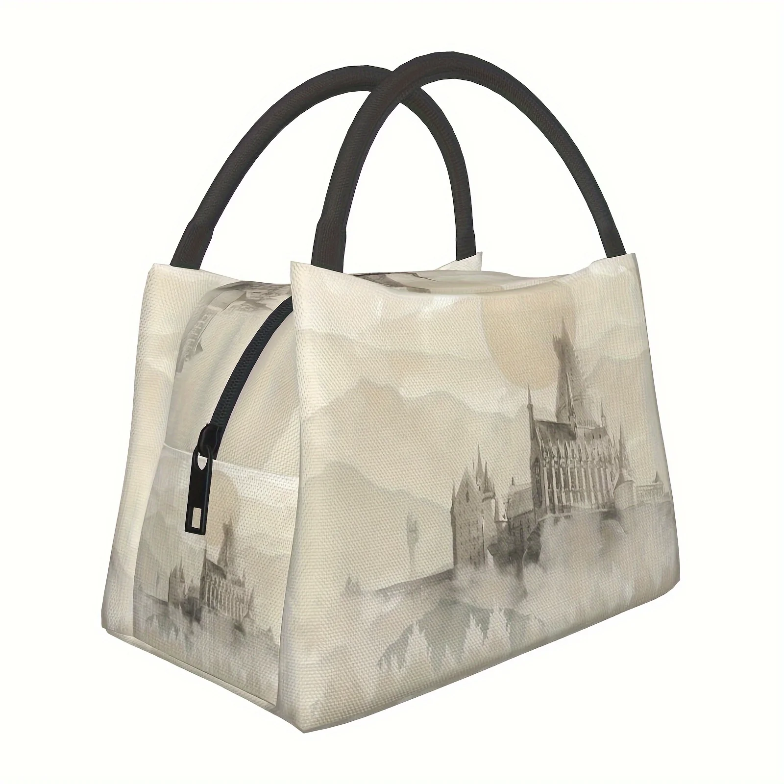 

Castle Pattern - Reusable Insulated Lunch Tote Bag with Travel, Picnics, Office Picnic Essentials, Versatile Carryall