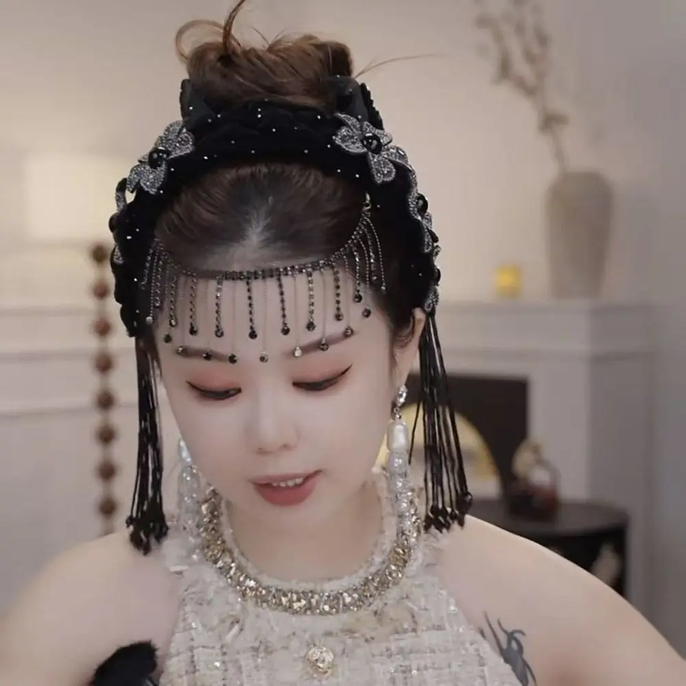 

Korean Style Braid Flower Hair Hoop Sweet Rhinestone Wide Hair Band Exquisite Light Luxury Elegant Headband
