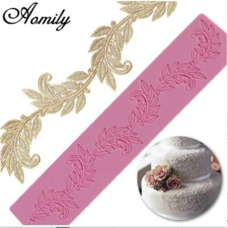 

Aomily Large Leaf Lace Rectangle Mat Pad Silicone Mold 3D Fondant Cake Baking Decorating Mould Cake Decoration Tools DIY Gifts