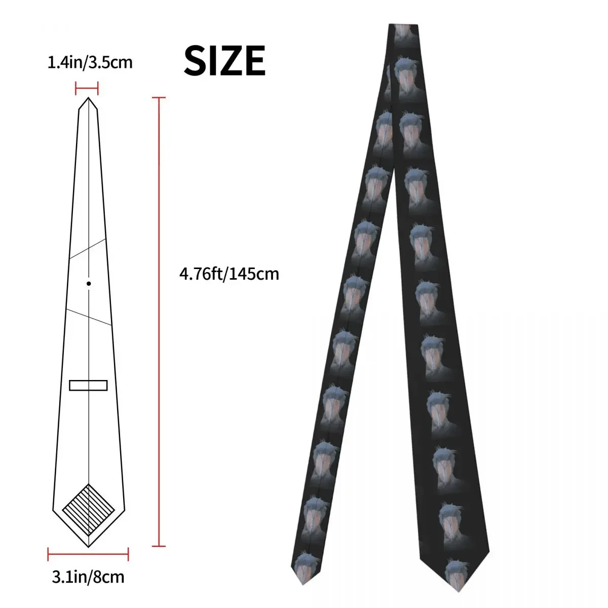 Mens Tie Slim Skinny African Shoebill Necktie Fashion Free Style Tie for Party Wedding