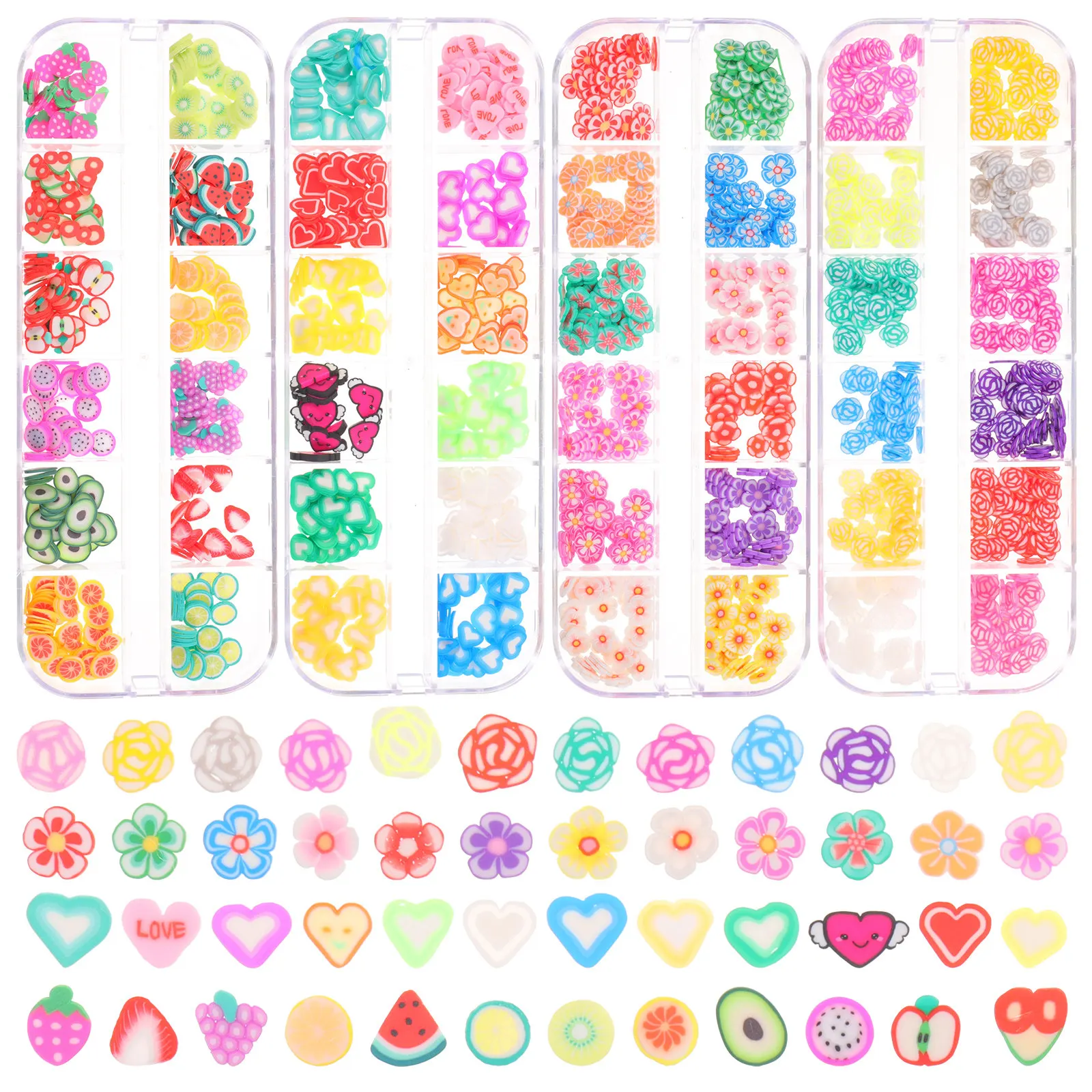 

4 Boxes DIY Nail Art Accessories Colorful Clay Slices for Nails Manicure Ornament Craft Making Decorations