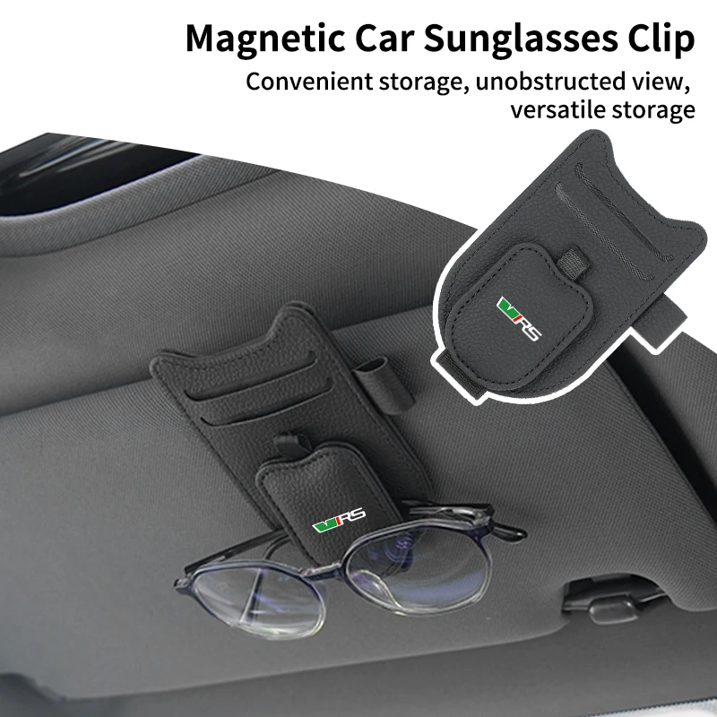 

Car Sunshade Glasses Storage Clip PU Leather Cards Holder For Skoda VRS Octavia Kamiq Kodiaq Karoq RS Superb Fabia Rapid Favorit