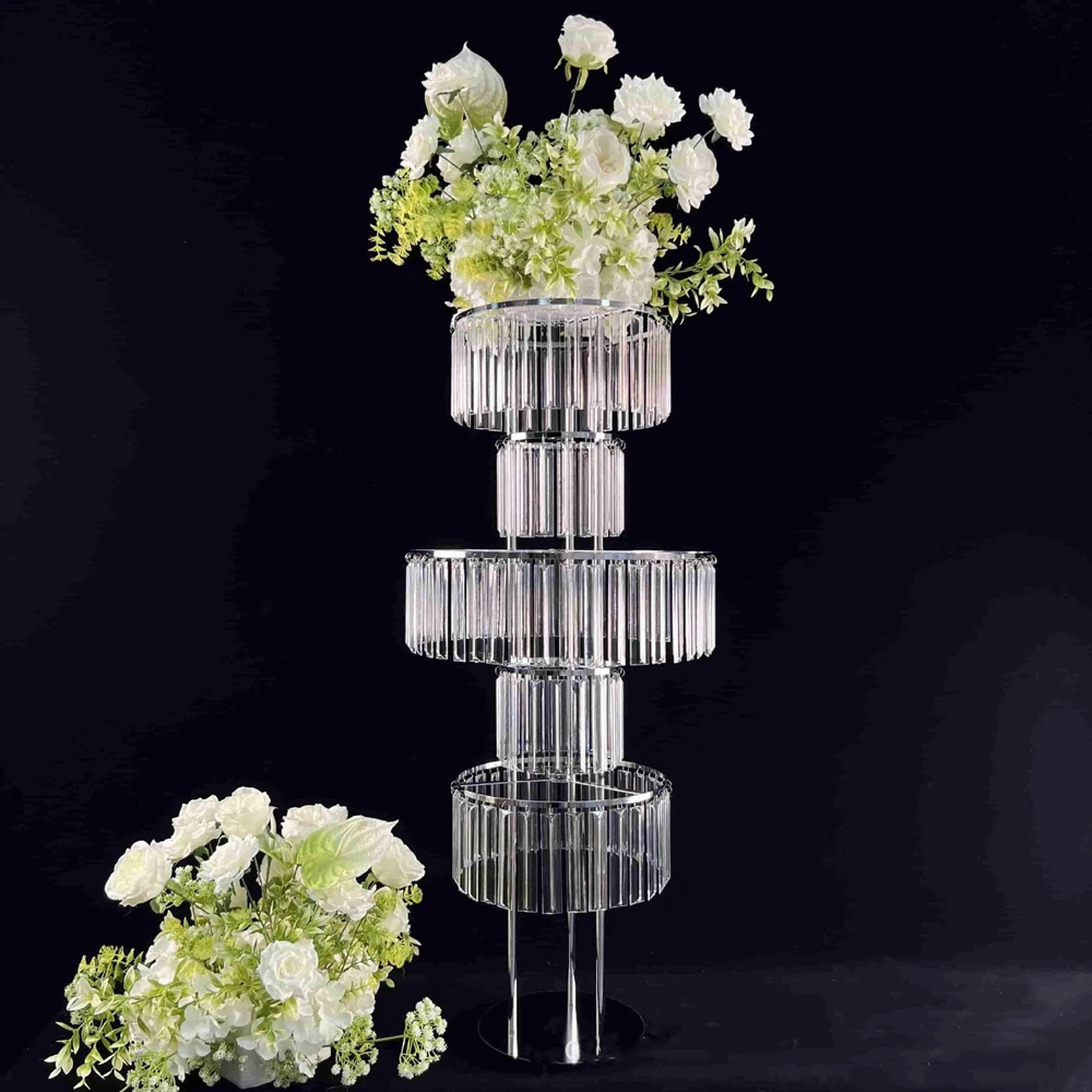 

5 PCS Flower Rack 43 Inches Arch Stand Road Lead 5 Ties Round Base Wedding Centerpiece Flower Rack For Event Party Decoration