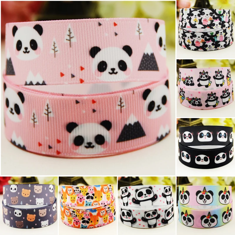 22mm 25mm 38mm 75mm Panda Cartoon gedruckt Ripsband party dekoration 10 Yards X-04951