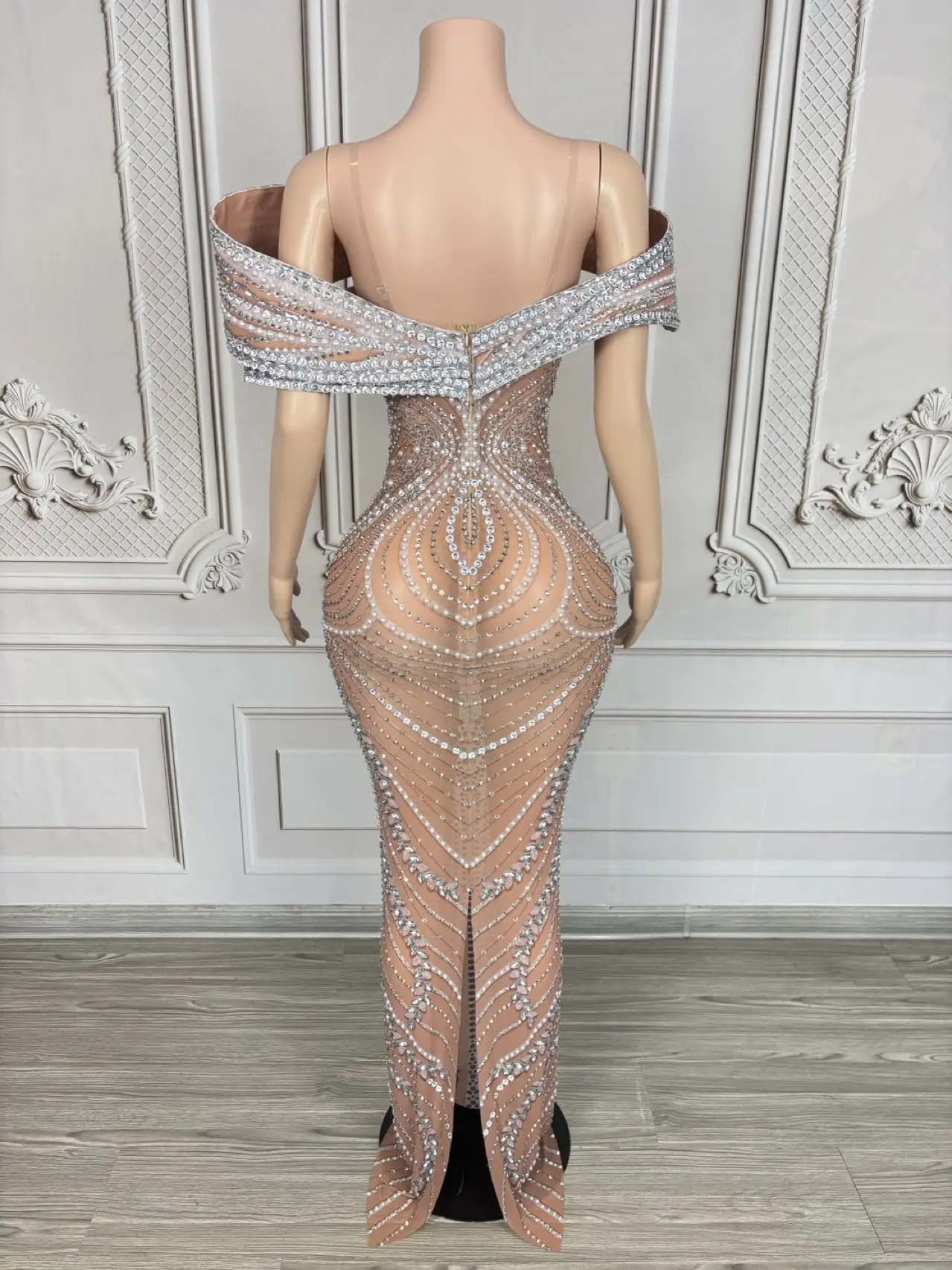 Sparkly คริสตัลหรูหราชุดราตรีเซ็กซี่ผู้หญิงวันเกิดฉลองชุดปาร์ตี้ High-end ชุดราตรีถ่ายภาพสวมใส่ Chidao